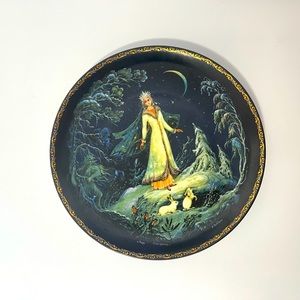 SOLD Antique Russian Snow Maiden Collectable Plate: Snowmaiden Snegurochka